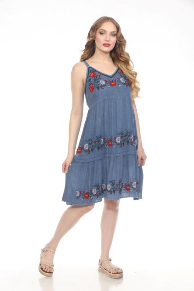 Tank Dress Denim-Embroidery